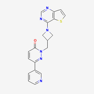 molecular formula C19H16N6OS B2490540 6-(Pyridin-3-yl)-2-[(1-{thieno[3,2-d]pyrimidin-4-yl}azetidin-3-yl)methyl]-2,3-dihydropyridazin-3-one CAS No. 2201653-54-3