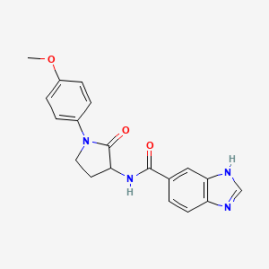 molecular formula C19H18N4O3 B2490545 N-[1-(4-methoxyphenyl)-2-oxotetrahydro-1H-pyrrol-3-yl]-1H-1,3-benzimidazole-5-carboxamide CAS No. 1775296-53-1