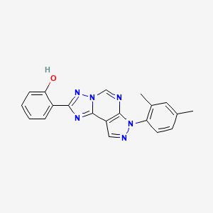 molecular formula C20H16N6O B2490549 2-[10-(2,4-Dimethylphenyl)-3,5,6,8,10,11-hexaazatricyclo[7.3.0.0^{2,6}]dodeca-1(9),2,4,7,11-pentaen-4-yl]phenol CAS No. 843668-24-6