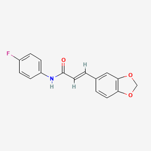 molecular formula C16H12FNO3 B2490551 3-(1,3-苯并二氧杂茂-5-基)-N-(4-氟苯基)丙烯酰胺 CAS No. 298215-60-8