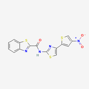 molecular formula C15H8N4O3S3 B2490553 N-[4-(4-Nitrothiophen-2-yl)-1,3-thiazol-2-yl]-1,3-Benzothiazol-2-carboxamid CAS No. 477280-61-8