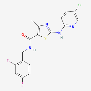 molecular formula C17H13ClF2N4OS B2490556 2-[(5-chloropyridin-2-yl)amino]-N-(2,4-difluorobenzyl)-4-methyl-1,3-thiazole-5-carboxamide CAS No. 1351787-52-4