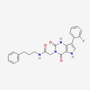 molecular formula C23H21FN4O3 B2490559 2-(7-(2-fluorophenyl)-2,4-dioxo-1H-pyrrolo[3,2-d]pyrimidin-3(2H,4H,5H)-yl)-N-(3-phenylpropyl)acetamide CAS No. 1115565-89-3