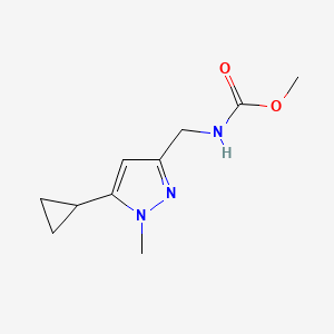 molecular formula C10H15N3O2 B2490566 methyl ((5-cyclopropyl-1-methyl-1H-pyrazol-3-yl)methyl)carbamate CAS No. 1448062-76-7