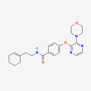 molecular formula C23H28N4O3 B2490568 N-(2-cyclohex-1-en-1-ylethyl)-4-[(3-morpholin-4-ylpyrazin-2-yl)oxy]benzamide CAS No. 1251674-33-5