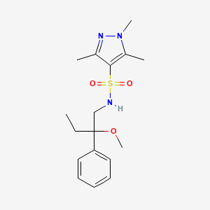 molecular formula C17H25N3O3S B2490573 N-(2-methoxy-2-phenylbutyl)-1,3,5-trimethyl-1H-pyrazole-4-sulfonamide CAS No. 1797560-48-5