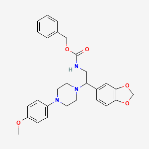 molecular formula C28H31N3O5 B2490593 Benzyl (2-(benzo[d][1,3]dioxol-5-yl)-2-(4-(4-methoxyphenyl)piperazin-1-yl)ethyl)carbamate CAS No. 896358-92-2