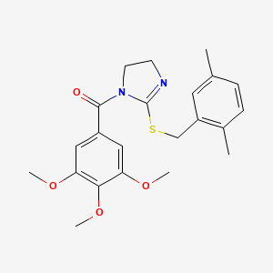 molecular formula C22H26N2O4S B2490622 [2-[(2,5-Dimethylphenyl)methylsulfanyl]-4,5-dihydroimidazol-1-yl]-(3,4,5-trimethoxyphenyl)methanone CAS No. 851804-43-8