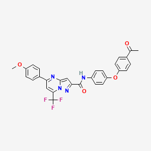 molecular formula C29H21F3N4O4 B2490646 N-[4-(4-acetylphenoxy)phenyl]-5-(4-methoxyphenyl)-7-(trifluoromethyl)pyrazolo[1,5-a]pyrimidine-2-carboxamide CAS No. 313245-52-2