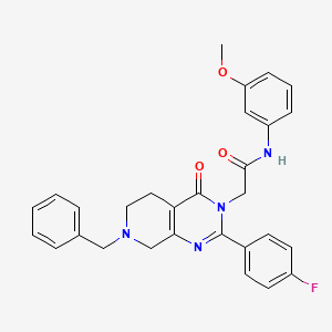 molecular formula C29H27FN4O3 B2490647 2-[7-benzyl-2-(4-fluorophenyl)-4-oxo-3H,4H,5H,6H,7H,8H-pyrido[3,4-d]pyrimidin-3-yl]-N-(3-methoxyphenyl)acetamide CAS No. 1206992-22-4