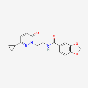 molecular formula C17H17N3O4 B2490649 N-(2-(3-环丙基-6-氧代吡啶-1(6H)-基)乙基)苯并[d][1,3]二噁烷-5-羧酰胺 CAS No. 2034366-66-8