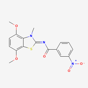 molecular formula C17H15N3O5S B2490656 N-(4,7-dimethoxy-3-methyl-1,3-benzothiazol-2-ylidene)-3-nitrobenzamide CAS No. 868369-01-1
