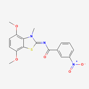 N-[(2Z)-4,7-dimethoxy-3-methyl-2,3-dihydro-1,3-benzothiazol-2-ylidene]-3-nitrobenzamide