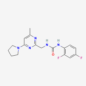 molecular formula C17H19F2N5O B2490658 1-(2,4-二氟苯基)-3-((4-甲基-6-(哌啶-1-基)嘧啶-2-基甲基)脲 CAS No. 1798030-89-3
