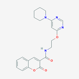 molecular formula C21H22N4O4 B2490659 2-oxo-N-(2-((6-(piperidin-1-yl)pyrimidin-4-yl)oxy)ethyl)-2H-chromene-3-carboxamide CAS No. 1172740-57-6