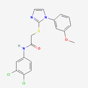 molecular formula C18H15Cl2N3O2S B2490661 N-(3,4-dichlorophenyl)-2-((1-(3-methoxyphenyl)-1H-imidazol-2-yl)thio)acetamide CAS No. 851132-55-3