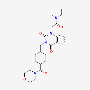 molecular formula C24H34N4O5S B2490674 N,N-二乙基-2-(3-((4-(吗啉-4-甲酰)环己基)甲基)-2,4-二氧-3,4-二氢噻吩[3,2-d]嘧啶-1(2H)-基)乙酰胺 CAS No. 941893-66-9