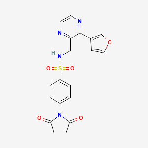 molecular formula C19H16N4O5S B2490687 4-(2,5-dioxopyrrolidin-1-yl)-N-((3-(furan-3-yl)pyrazin-2-yl)methyl)benzenesulfonamide CAS No. 2034238-68-9