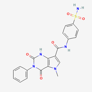 molecular formula C20H17N5O5S B2490695 5-methyl-2,4-dioxo-3-phenyl-N-(4-sulfamoylphenyl)-2,3,4,5-tetrahydro-1H-pyrrolo[3,2-d]pyrimidine-7-carboxamide CAS No. 923166-42-1
