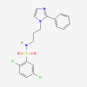 molecular formula C18H17Cl2N3O2S B2490703 2,5-dichloro-N-(3-(2-phenyl-1H-imidazol-1-yl)propyl)benzenesulfonamide CAS No. 1421443-21-1