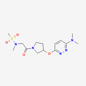 molecular formula C14H23N5O4S B2490704 N-(2-(3-((6-(dimethylamino)pyridazin-3-yl)oxy)pyrrolidin-1-yl)-2-oxoethyl)-N-methylmethanesulfonamide CAS No. 2034447-28-2