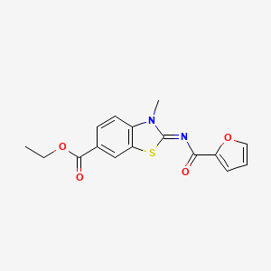 molecular formula C16H14N2O4S B2490718 乙酸2-(呋喃-2-甲酰亚胺基)-3-甲基-1,3-苯并噻唑-6-羧酸乙酯 CAS No. 865545-10-4