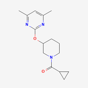 molecular formula C15H21N3O2 B2490719 Cyclopropyl(3-((4,6-dimethylpyrimidin-2-yl)oxy)piperidin-1-yl)methanone CAS No. 2097861-37-3