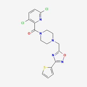 (3,6-Dichloropyridin-2-yl)-[4-[(3-thiophen-2-yl-1,2,4-oxadiazol-5-yl)methyl]piperazin-1-yl]methanone