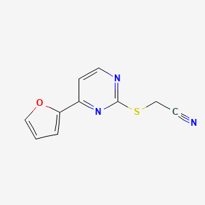 molecular formula C10H7N3OS B2490739 2-{[4-(2-呋喃基)-2-嘧啶基]硫醚基}乙腈 CAS No. 692287-29-9