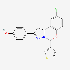 molecular formula C20H15ClN2O2S B2490760 4-(9-氯-5-(噻吩-3-基)-5,10b-二氢-1H-苯并[1,5-c][1,3]噁唑-2-基)酚 CAS No. 899984-90-8
