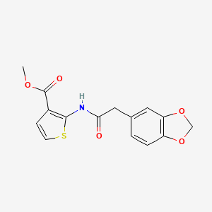 molecular formula C15H13NO5S B2490765 Methyl 2-(2-(benzo[d][1,3]dioxol-5-yl)acetamido)thiophene-3-carboxylate CAS No. 922014-64-0