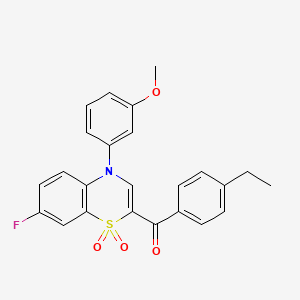 molecular formula C24H20FNO4S B2490766 (4-ethylphenyl)[7-fluoro-4-(3-methoxyphenyl)-1,1-dioxido-4H-1,4-benzothiazin-2-yl]methanone CAS No. 1112440-31-9