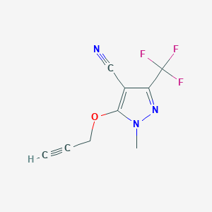 molecular formula C9H6F3N3O B2490787 1-甲基-5-(2-丙炔氧基)-3-(三氟甲基)-1H-吡唑-4-碳腈 CAS No. 318284-67-2