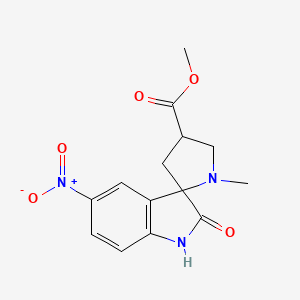 molecular formula C14H15N3O5 B2490790 Methyl 1'-methyl-5-nitro-2-oxo-1,2-dihydrospiro[indole-3,2'-pyrrolidine]-4'-carboxylate CAS No. 728024-62-2