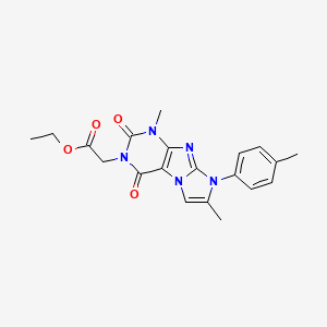 molecular formula C20H21N5O4 B2490806 ethyl 2-(1,7-dimethyl-2,4-dioxo-8-(p-tolyl)-1H-imidazo[2,1-f]purin-3(2H,4H,8H)-yl)acetate CAS No. 877643-71-5