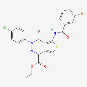 molecular formula C22H15BrClN3O4S B2490811 Ethyl 5-[(3-bromobenzoyl)amino]-3-(4-chlorophenyl)-4-oxothieno[3,4-d]pyridazine-1-carboxylate CAS No. 851950-46-4