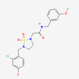 molecular formula C19H21ClFN3O4S B2490827 2-(5-(2-chloro-4-fluorobenzyl)-1,1-dioxido-1,2,5-thiadiazolidin-2-yl)-N-(3-methoxybenzyl)acetamide CAS No. 946386-38-5