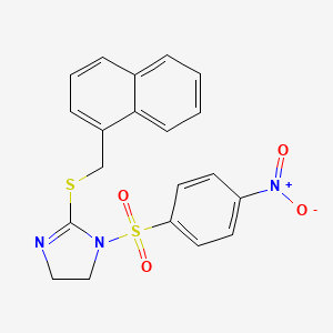 molecular formula C20H17N3O4S2 B2490829 2-(萘-1-基甲基硫基)-1-(4-硝基苯基)磺酰-4,5-二氢咪唑 CAS No. 868218-66-0