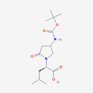 molecular formula C15H26N2O5 B2490833 (2S)-2-[4-(Boc-氨基)-2-氧代-1-吡咯烷基]-4-甲基戊酸 CAS No. 2155902-42-2