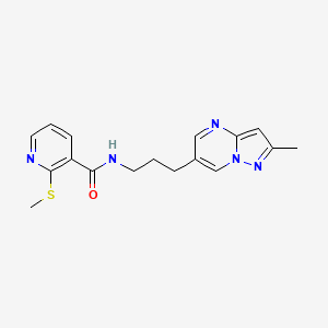 molecular formula C17H19N5OS B2490846 N-(3-(2-methylpyrazolo[1,5-a]pyrimidin-6-yl)propyl)-2-(methylthio)nicotinamide CAS No. 1797636-40-8