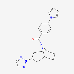 molecular formula C20H21N5O B2490857 (4-(1H-pyrrol-1-yl)phenyl)((1R,5S)-3-(2H-1,2,3-triazol-2-yl)-8-azabicyclo[3.2.1]octan-8-yl)methanone CAS No. 2108287-98-3
