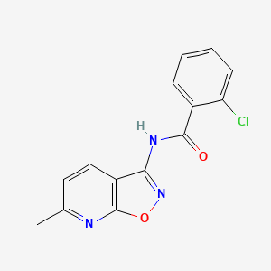 molecular formula C14H10ClN3O2 B2490861 2-chloro-N-(6-methyl[1,2]oxazolo[5,4-b]pyridin-3-yl)benzamide CAS No. 1105245-27-9