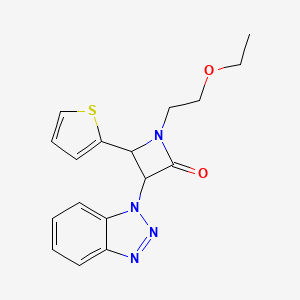 molecular formula C17H18N4O2S B2490863 3-(1H-1,2,3-benzotriazol-1-yl)-1-(2-ethoxyethyl)-4-(thiophen-2-yl)azetidin-2-one CAS No. 1241144-57-9
