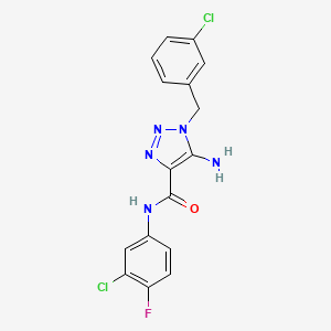molecular formula C16H12Cl2FN5O B2490866 5-amino-N-(3-chloro-4-fluorophenyl)-1-[(3-chlorophenyl)methyl]triazole-4-carboxamide CAS No. 899736-78-8