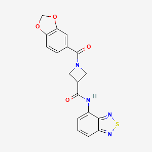 molecular formula C18H14N4O4S B2490879 N-(benzo[c][1,2,5]thiadiazol-4-yl)-1-(benzo[d][1,3]dioxole-5-carbonyl)azetidine-3-carboxamide CAS No. 1448069-30-4