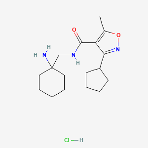 molecular formula C17H28ClN3O2 B2490895 N-[(1-Aminocyclohexyl)methyl]-3-cyclopentyl-5-methyl-1,2-oxazole-4-carboxamide;hydrochloride CAS No. 2418712-59-9