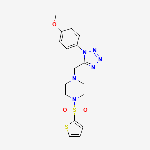 molecular formula C17H20N6O3S2 B2490896 1-((1-(4-甲氧基苯基)-1H-四唑-5-基)甲基)-4-(噻吩-2-基磺酰基)哌嗪 CAS No. 1040651-35-1