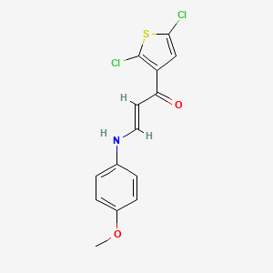 molecular formula C14H11Cl2NO2S B2490897 (E)-1-(2,5-dichloro-3-thienyl)-3-(4-methoxyanilino)-2-propen-1-one CAS No. 339103-75-2
