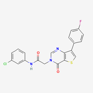 molecular formula C20H13ClFN3O2S B2490902 N-(3-氯苯基)-2-[7-(4-氟苯基)-4-氧代噻吩[3,2-d]嘧啶-3(4H)-基]乙酰胺 CAS No. 1207015-46-0