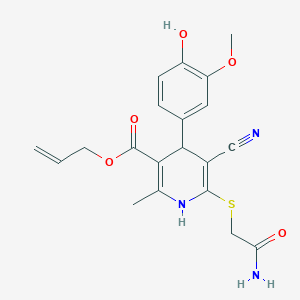 molecular formula C20H21N3O5S B2490914 烯丙基 6-((2-氨基-2-氧代乙基)硫基)-5-氰基-4-(4-羟基-3-甲氧基苯基)-2-甲基-1,4-二氢吡啶-3-羧酸酯 CAS No. 442556-26-5
